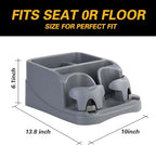 Big Plastic Console for Cars, Trucks, Minivans, SUVs with 2 Adjustable Drink Cup Holders pad Book Holder, Back Bench and Front Seat or Floor Middle Console Universal Vehicle Organizer Grey