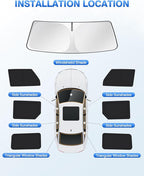 Windshield Sun Shade for 2021-2025 2026 Ford Bronco 4 Door Side Rear Window Shade Cover Sun Visor Shield Privacy Protection Keep Vehicle Cool Black 7PCS
