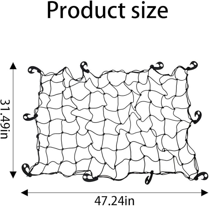 AUCELI Car Cargo Net, 47" x 31.5" Bungee Cargo Net for Roof Top Cargo Racks, Adjustable Luggage Roof Sundries Grid Mesh Bag, Elastic Vehicle Roof Miscellaneous Storage Organizer for SUV Truck