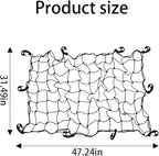 AUCELI Car Cargo Net, 47" x 31.5" Bungee Cargo Net for Roof Top Cargo Racks, Adjustable Luggage Roof Sundries Grid Mesh Bag, Elastic Vehicle Roof Miscellaneous Storage Organizer for SUV Truck