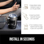 GORILLA GRIP Patent Pending Adjustable Car Cup Holder Expander, Keeps Water Bottle Secure, Expands to Fit 18 to 48 oz Large B