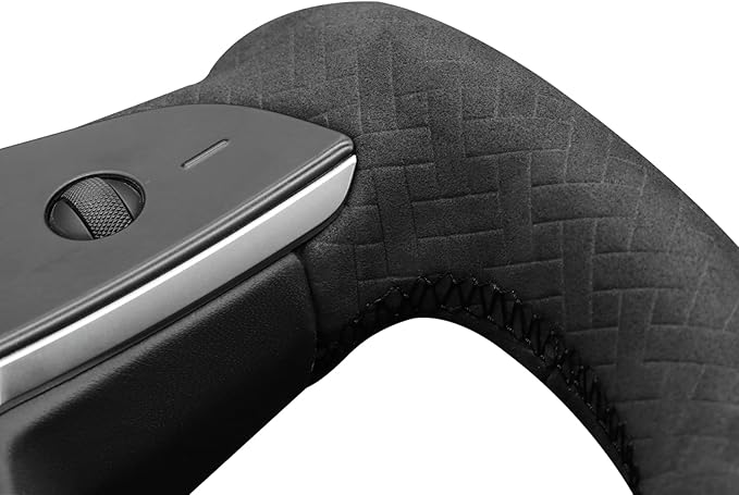 MEWANT Hand Stitched Tesla Model S Yoke Real Leather Steering Wheel Cover Wrap for Tesla Model S 2021-2023 / Model X 2021-2023 Tesla Yoke Steering Wheel Accessories