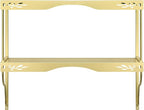 Elegant Gold Wall Shelf — 2 Tier Decorative Metal Storage Floating Shelf with Openwork Floral Pattern, 20" x 24"