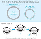 BDK Gray Leather Car Steering Wheel Cover Large Size 15.5 to 16 inch, Easy Installation