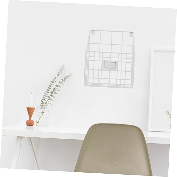 Cabilock Versatile Wall Magazine Rack Metal Wire Basket Magazine Holder Wall-mounted Bookshelf Iron Book Organizer Mail Organ