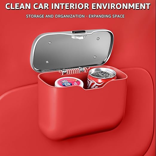 HOLDCY Car Trash Can, Waterproof Multi‑Functional Auto Trash Bin for Door/Console/Seat Back, Universal Vehicle Garbage Can for Car/Truck/SUV Drivers (Red)