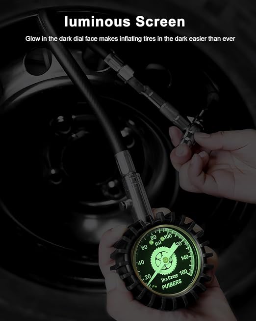 Tire Pressure Gauge for Cars Schrader and Presta 160 PSI, Road Bike Tire Air Pressure Gauge Luminous Dial, Suitable for Car, Motorcycle, Bike, SUV and Truck