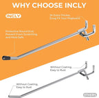 INCLY 50 Pack 6 Inch Pegboard Hooks, 1/4" Heavy Duty Peg Board Hooks Accessories with Rubber Tipped, Peg Board Tool Hangers F