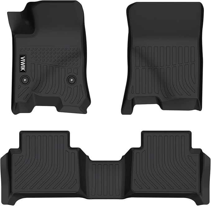 VIWIK Floor Mats for Chevy Colorado Crew Cab 2023 2024 2025/ for GMC Canyon Crew Cab, All Weather Car Mats TPE Rubber Automotive Floor Liners Front & Rear 1st and 2nd Row Black