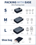 ECOHUB 6 Set Packing Cubes for Travel Durable Suitcase Organizer Bags Set with Personalized Tag Travel Essentials with Shoe B