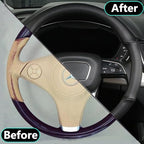Cxtiy Genuine Leather Steering Wheel Cover with Ventilation Holes Luxury Cowhide,Breathable and Anti-Slip,14.5-15 inch(Black)