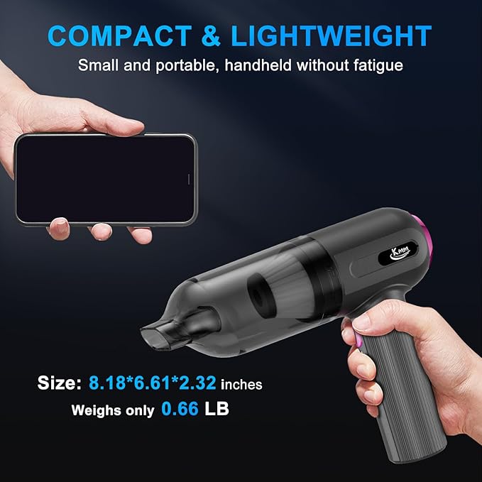 KMM Handheld Car Vacuum Cleaner, 4 in 1 Vacuum Cleaner 16000Pa Air Duster, 3-Speed Adjustable 120W High Power Vacuum Cleaner 