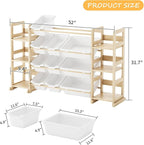 EXPERLAM Extra Large Toy Storage - Toy Storage Organizer, Wooden Toy Organizer with 6 Side Shelves and 12 Bins, 3-in-1 Booksh