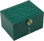 GUOER Jewelry Box for Women Girl Wife 3 Layers Large PU Leather Jewelry Organizer Storage Case with Two Layers Display for Ea