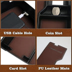 Muslogy for 2022+ Frontier Accessories Center Console Organizer Insert Tray Storage Box Armrest Organizer Compatible with Frontier 2022 2023 2024 2025 2026(Brown Leather)