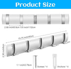 2 Pack Wall Mounted Coat Rack, Foldable Floating Rack, Space Saving Hangers Hook Rail with 5 Retractable Hooks, Aluminum Mode