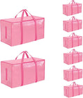 8 Pack-Extra Large Heavy Duty Moving Bags - Waterproof Storage Totes with Handles & Zippers, Foldable for College Dorm, Stora