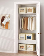 Homsorout Storage Bins with Lid – Closet Organizer with Side Opening and Clear Window, Foldable Stackable Fabric Basket for C