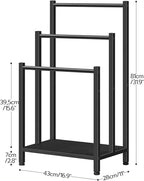 HOOBRO Free Standing Towel Rack, 3 Tier Blanket Rack, Blanket Holder for Bathroom, 16.9" L x 11" W x 31.9" H, Industrial Meta