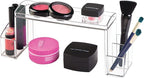 mDesign Small 2-Tier Plastic High-Rise Bathroom Cabinet Organizer - Vitamin Bottle, Medicine, Makeup Storage Shelf for Sink, 