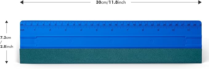 FOSHIO 12 Inch Felt Squeegee for Vinyl wtih Ruler 30CM 4 Round Corners Universal Card, Window Tint Film Installing Hard Blue PP Car Vinyl Wrap Scraper Tool