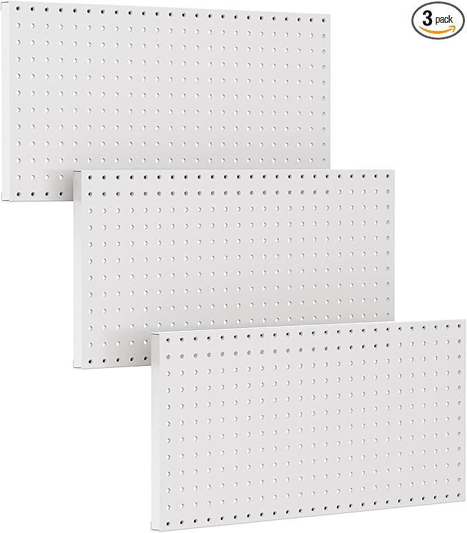 TORACK 3 PCS Metal Pegboard Panels(12x24 inch) for Wall Garage Utility Tools Storage Pegboard for Workbench, Modular Peg Boar