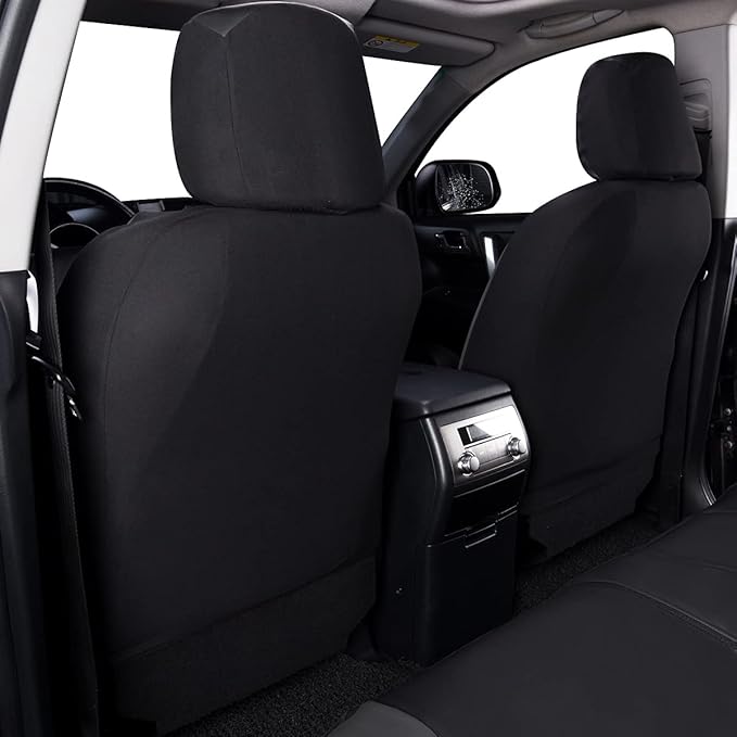 Flying Banner car seat Covers Protects Water Proof Faux Leather Carbon Fiber Front and Rear Bench (Gray Black, Full Set - 9PC