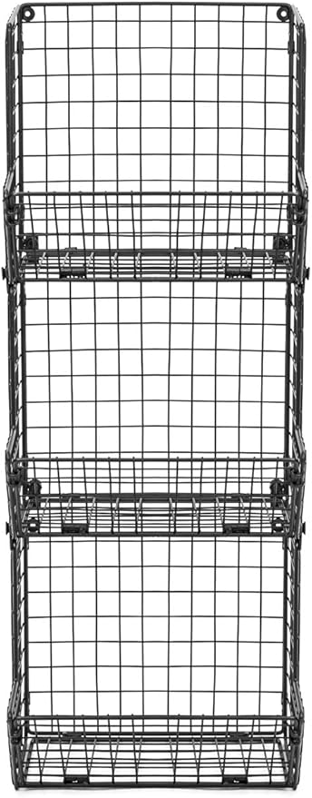 Sorbus Hanging Fruit Basket Wall Mounted Wire Metal Bins - 3 Tier Storage Basket Organizer for Kitchen Storage, Great for Pro