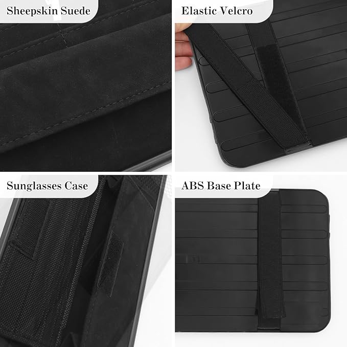 Sun Visor Organizer, Multi-Pocket Auto Visor Organizer for Car, SUV and Truck, Card Holder Glasses Holder for Car Interior Accessories Car Organizers And Storage, Black