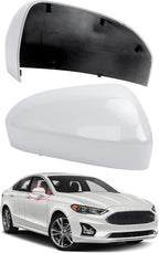 Passenger Side Mirror Cover Replacement for Ford Fusion 2013 2014 2015 2016 2017 2018 2019 2020 2021 2022 - Right Side Mirror Covers, Rear View Mirrors Cap Accessories Without Lamp, White