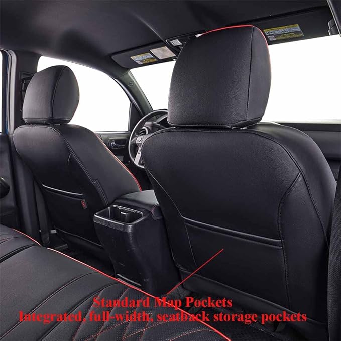 EKR Tacoma Front Car Seat Covers for Toyota Tacoma 2012 2013 2014 2015 (Regular Seats) Custom Leather Truck Seat Cover - Fron
