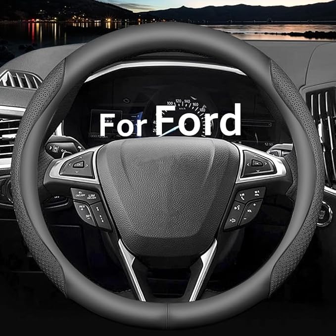 HAOTULE Nappa Leather Slim and Stylish Steering Wheel Cover, for Ford Steering Wheel Cover Accessories Interior Modification,