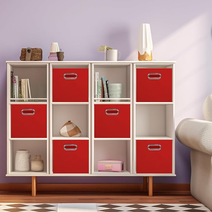 ShellKingdom Storage Bins, Foldable Fabric Storage Cubes And Cloth Storage Organizer Drawer with Metal Handle For Closet And 