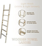 Blanket Ladder for Living Room 6-Tier, Wooden Decorative Quilt Holder for Bed Room, Wall-Leaning Towel Rack for Bathroom, Dec