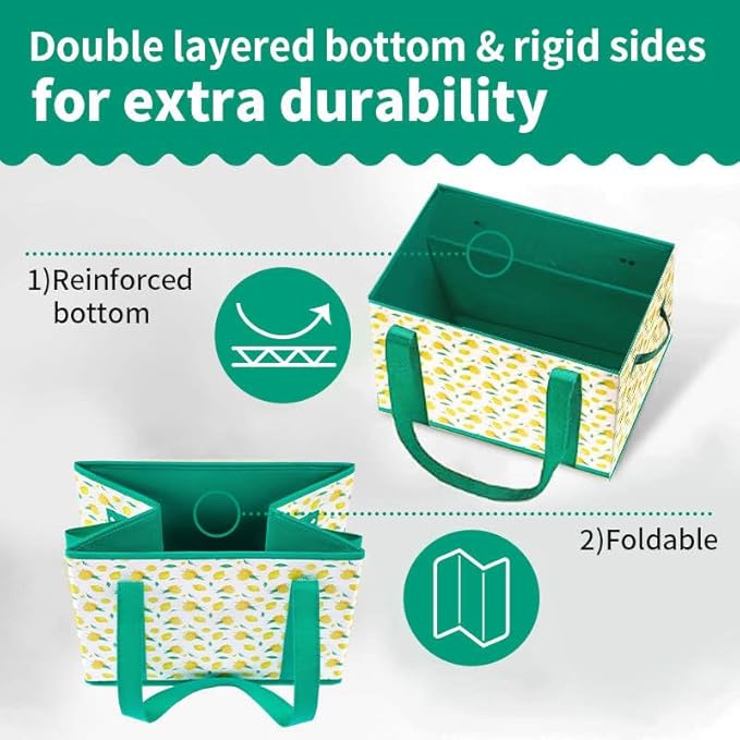 3 Pk Reusable Grocery Bags, Foldable Shopping Basket, Daily Utility Storage, Reinforced Bottom Handles Waterproof