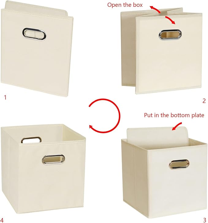 Fabric storage bins Cubes, Fabric Cube Organizer with Handle, Foldable Cube Bins for Cloth or Accessary Storage, 11x11x11, Se