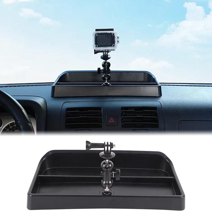 Aunginsy Center Console Dashboard Storage Organizer Tray with Dash Cam Mount Holder Compatible with Hummer H3 2005-2009, Car Cameras Bracket for Go pro/Action Camera Video Record Accessories