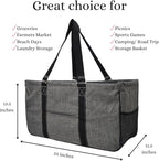 NGIL Extra Large Utility Tote Reusable Grocery Bag Oversized Collapsible for Groceries, Storage, Picnic, Beach (Gray)