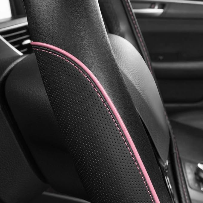 CAR Pass Colour Piping Leather Universal Fit Steering Wheel Cover, Perfectly fit for 14.5-15 inches Suvs, Vans, Trucks, Sedan