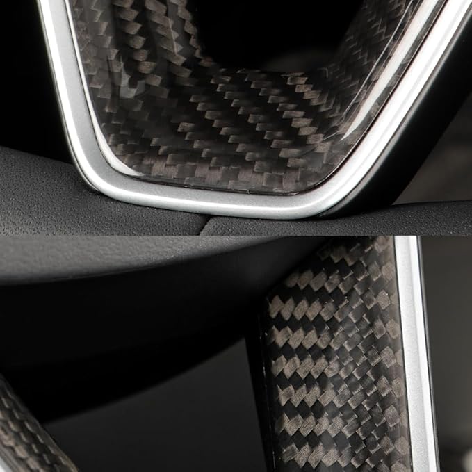 JSWAN Carbon Fiber Steering Wheel Panel Cover Fit for Tesla Refreshed Model 3 Highland Performance (2024+) Model Y Juniper (2025+) Steering Wheel Frame Trim Cover Accessories (Gloss Twill Weave)