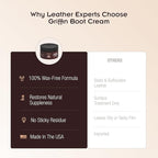 Griffin Boot Cream – 4oz – Leather Balm & Conditioner for Couch, Boots, Bags & Shoes – Restores, Softens & Protects Without D