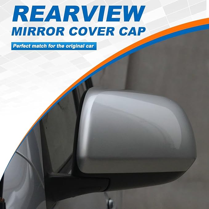 Car Door Rearview Mirror Cover Cap Housing Protective Cover For Exterior Mirrors Fit For Toyota Highlander 2008 2009 2010 2011 2012 2013(Silver Left Driver Side)