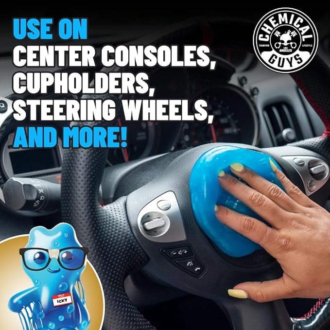 Chemical Guys Car Cleaning Kit Interior 9-Piece - Total Interior Cleaner, Sticky Icky Green Apple & Strawberry Detailing Gel,