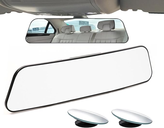Rear View Mirror, Panoramic Rearview Mirror, Car Interior Clip-On Wide Angle Rear View Mirror to Reduce Blind Spot Effectively for Car SUV Trucks – Convex - (2 Pack Blind Spot Mirror)