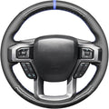 MEWANT Hand Stitched Carbon Fiber Artificial Leather Steering Wheel Cover for Ford F-150 F-250 F-350 F-450 F-550 F-600