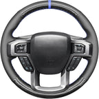 MEWANT Hand Stitched Carbon Fiber Artificial Leather Steering Wheel Cover for Ford F-150 F-250 F-350 F-450 F-550 F-600