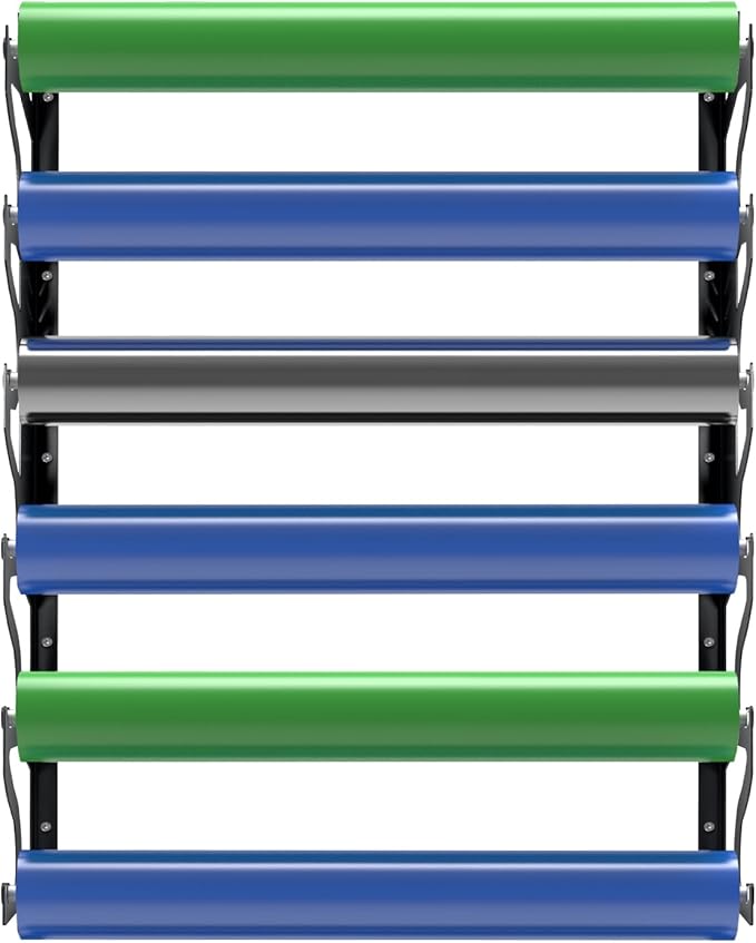 FOSHIO Vinyl Roll Holder, Metal Vinyl Rack with Mounting Hardware Wall Mounted for Pulling 6 Rollers of Vinyl, Transfer Paper Tape, Wallpaper, Window Film, Garage Workshop, Rollers Not Included