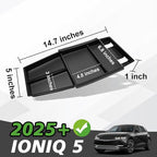 BestEvMod for 2026 2025+ Ioniq 5 Lower Center Console Organizer Tray Storage Box Interior Accessories with Rubber Black Trim Compatible with Hyundai Ioniq 5 2026 2025