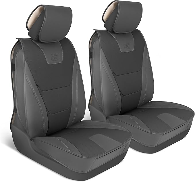 Cat® Edge Deluxe Car Seat Covers for Front Seats - Premium Two-Tone Faux Leather Seat Covers for Cars with Universal Fit, Rug