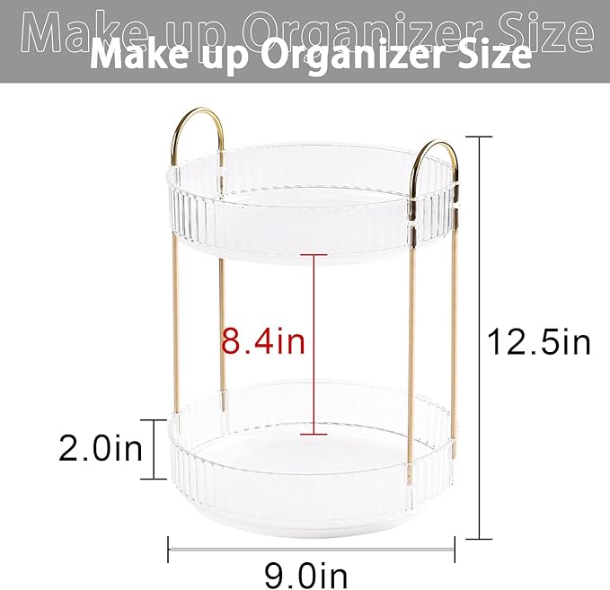 shuang qing Rotating Makeup Organizer for Vanity, High-Capacity Skincare Clear Make Up Storage Perfume Organizers Cosmetic Dr